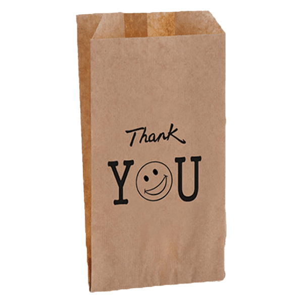 Χαρτοσακούλά μεταφοράς κράφτ καφέ "Thank you"